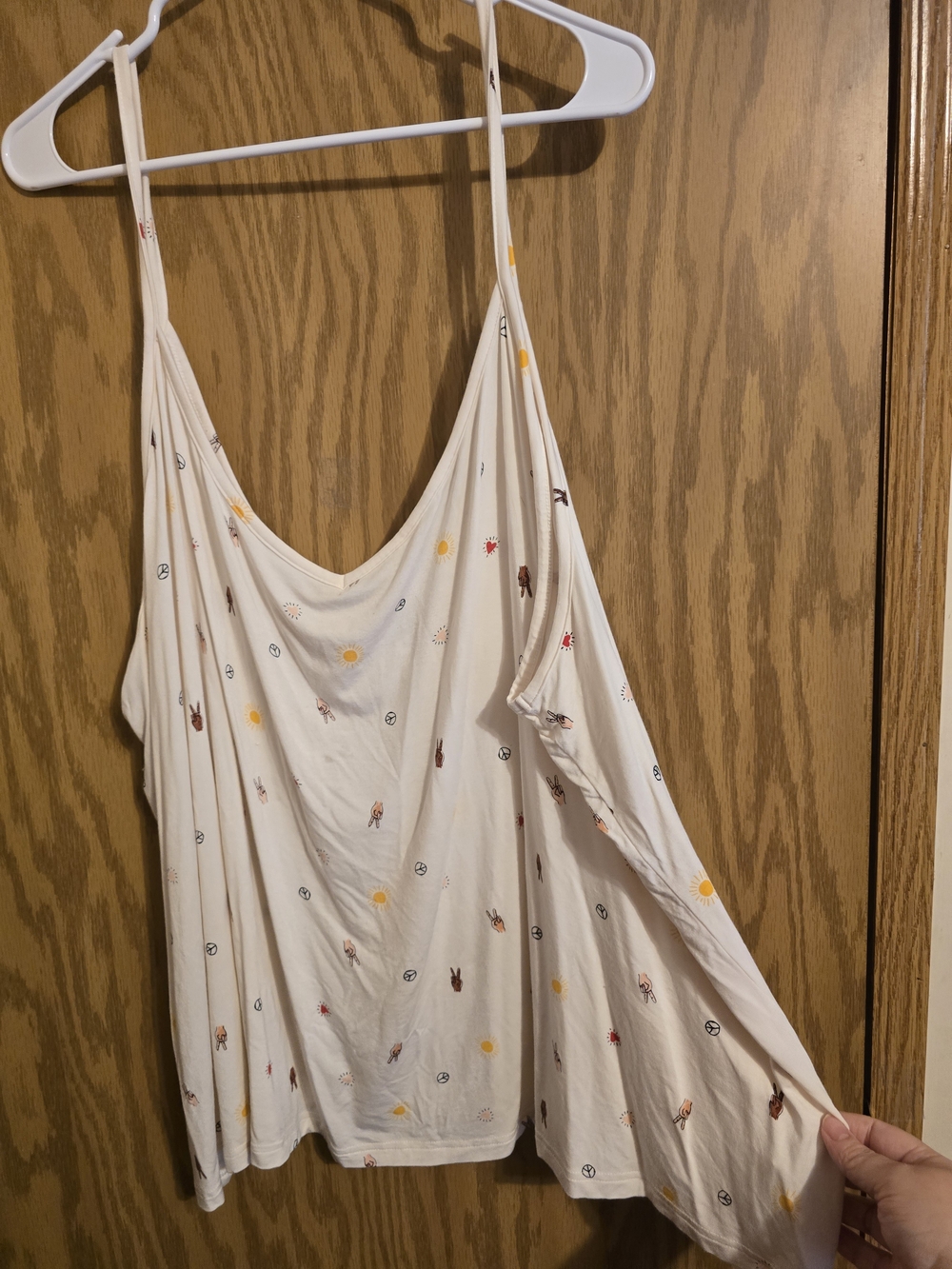 Old Navy Sunday Sleep Soft Cream Printed Camisole Tank Top With Peace Signs